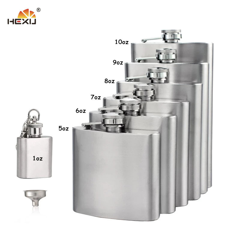 Optional Capacity Stainless Steel sanding 7oz Silver wholesale Hip Flask For whiskey