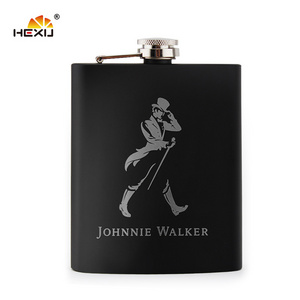 Stainless Steel laser Engraving 7oz Black Color Painting Flat 200ml Hip Flask