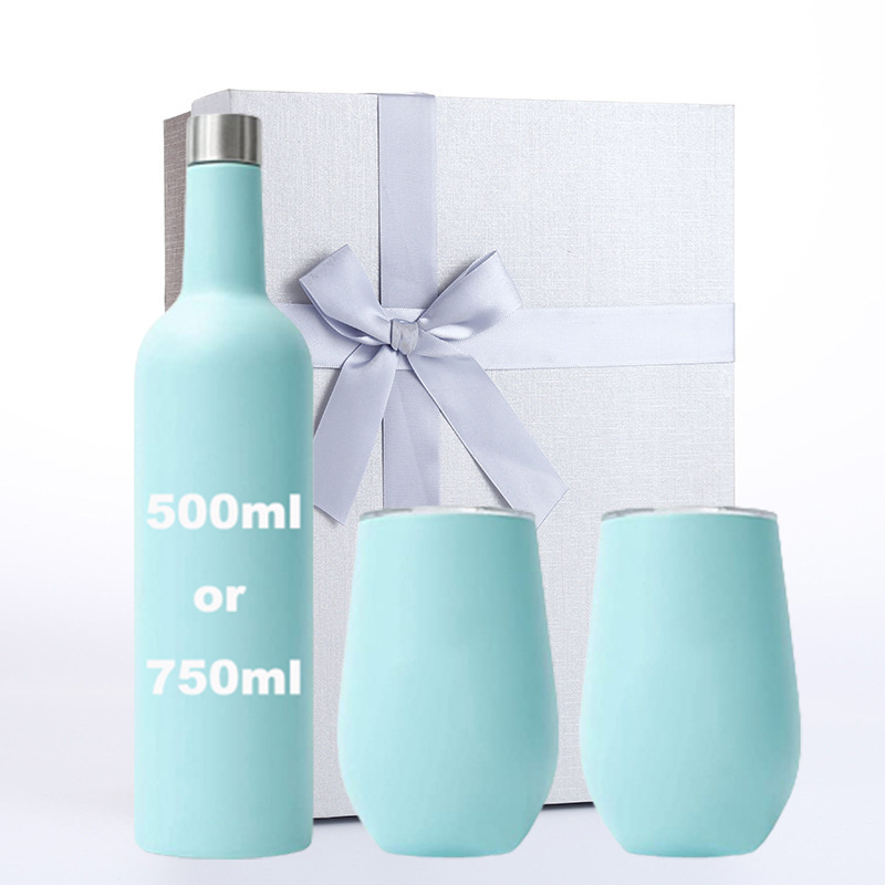 Corkcircle Hot promotional gift 500/ 750ml wine bottle and 12oz wine tumbler cups stainless steel wine bottle set with gift box