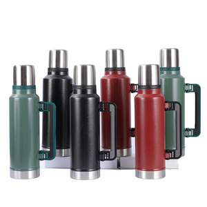 1.4L Vacuum Stainless Steel Double Walled Outdoor Car Travel Pot Classic Legendary Large Hammertone Green Thermal Water Bottle