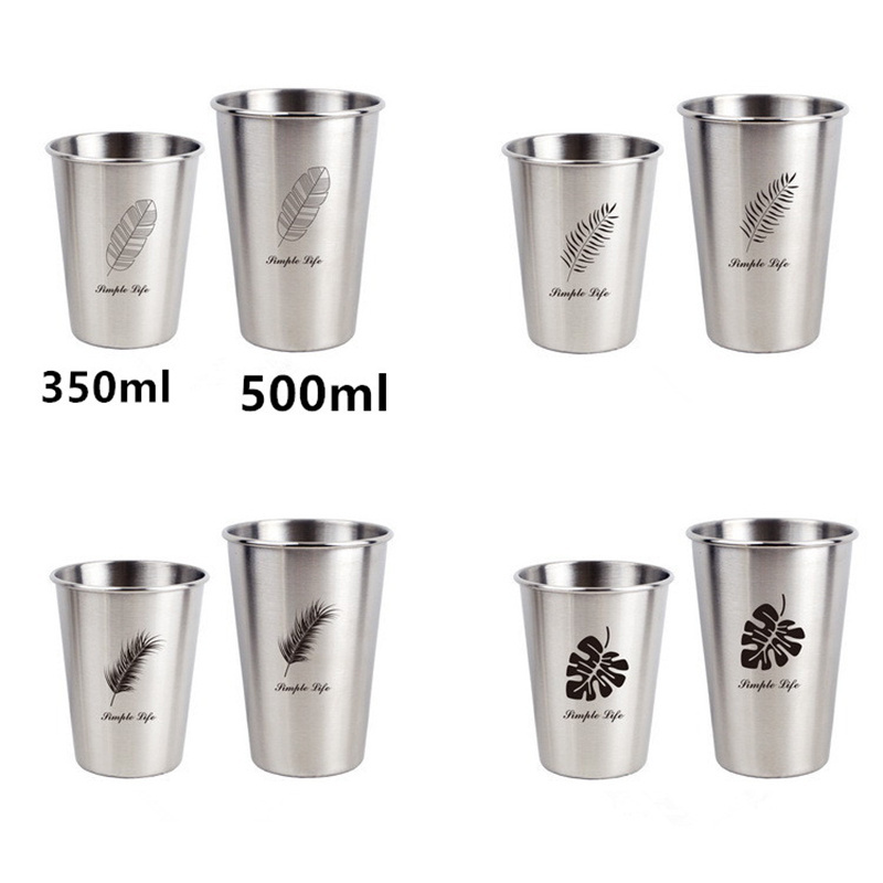 Stacked Curling 304 Single Wall Stainless Steel Tumbler Beer Cup 16oz Beer Glasses Camping Cup Custom Logo Beer Stein Pint Cup