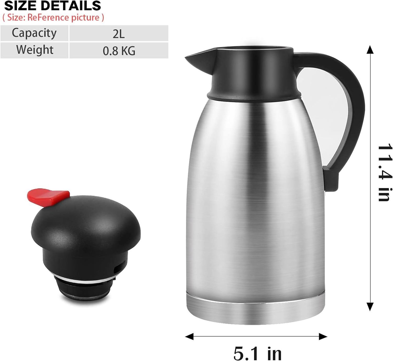 2L stainless steel double wall vacuum insulated Coffee Carafe 18/8 coffee tea thermos  Pot Vacuum Flask Kettle 68oz/2 Liter