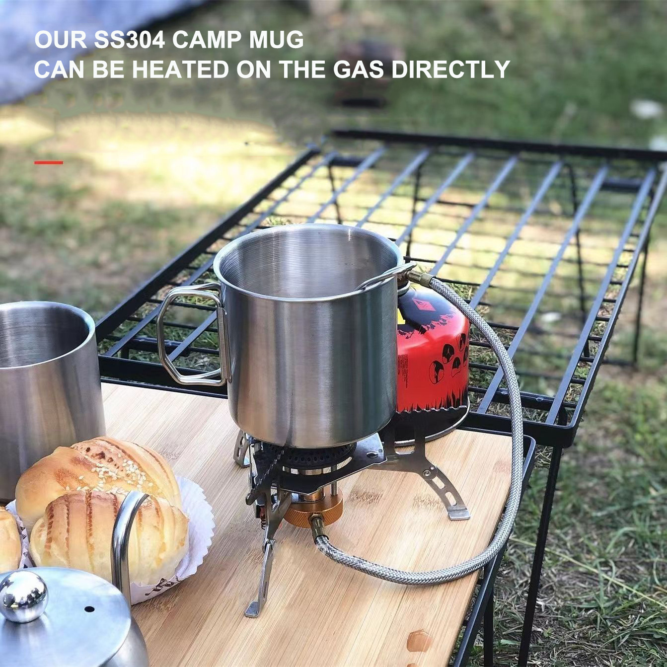 Camping Carabiner Coffee Drinking Folding Mug with Handle Stainless Steel Cup Metal Double Wall Beer Tea Pint 200ml 300ml 400ml