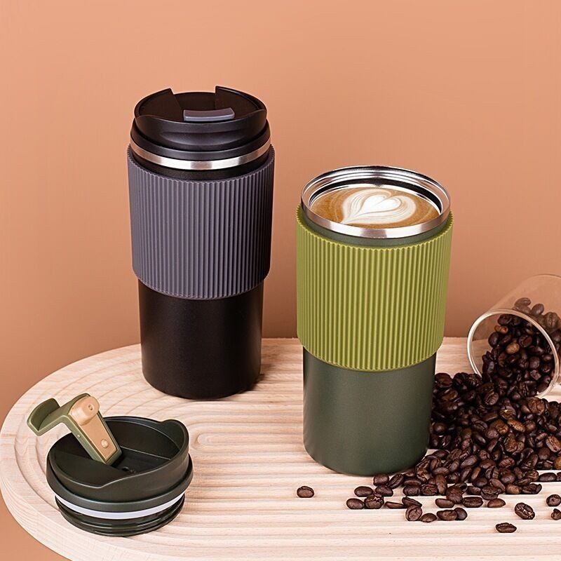 Travel Grip Car Insulated Cups Portable Custom Coffee Mugs with Logo with Leakproof Lid Vacuum Double Wall Stainless Steel 450ML