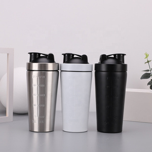 BPA Free 750ml Stainless Steel Shaker Bottle Single Wall Gym Blending Protein Shaker Bottle with Mixing Ball Custom Logo