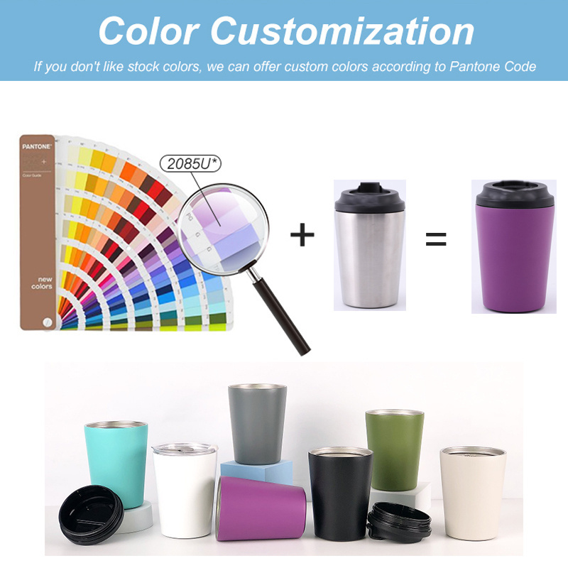 12oz reusable coffee cups with lid leak-proof Eco Sustainable Stainless Steel recyclable 12 oz 360ml travel car tumbler mug