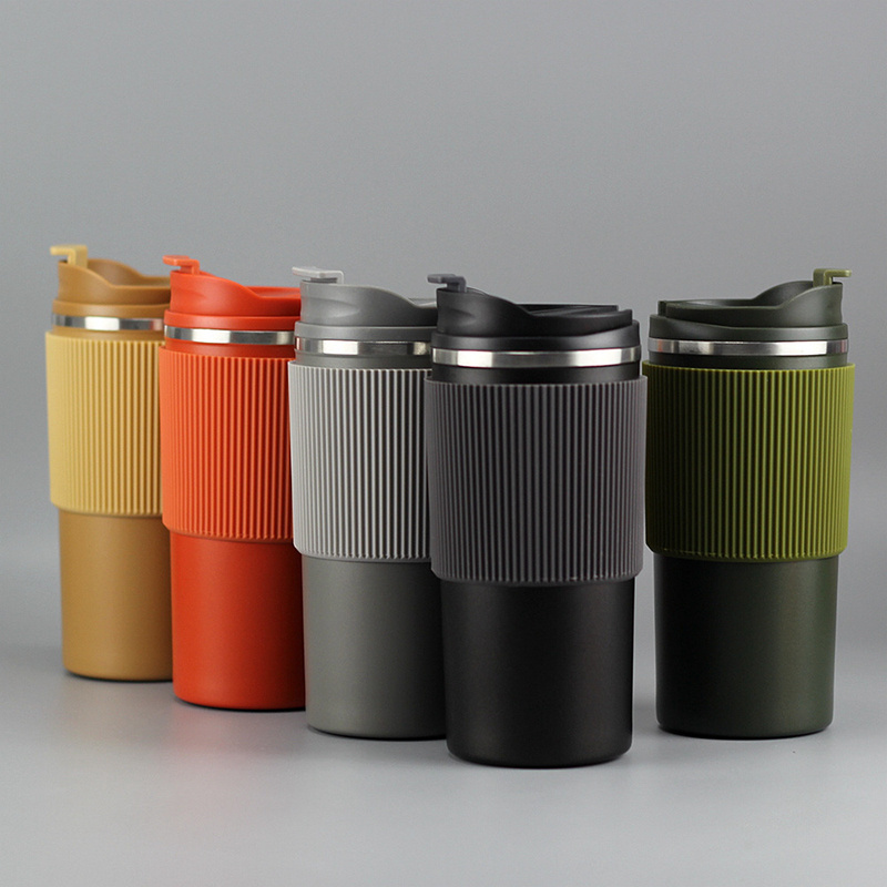 Travel Grip Car Insulated Cups Portable Custom Coffee Mugs with Logo with Leakproof Lid Vacuum Double Wall Stainless Steel 450ML