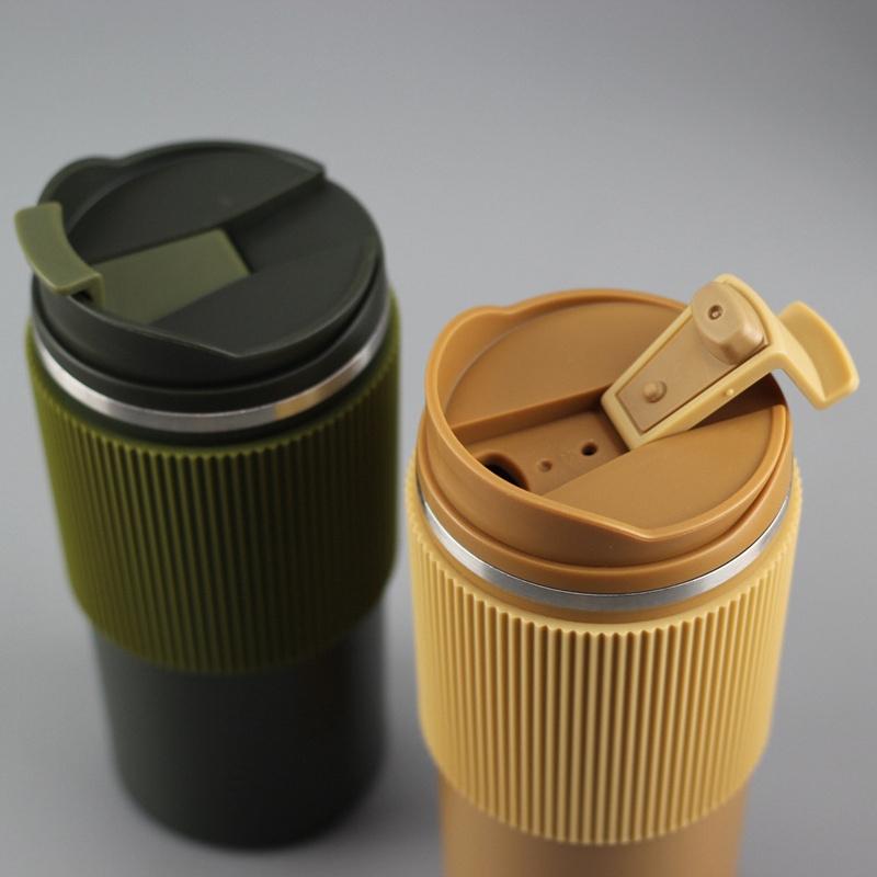 Travel Grip Car Insulated Cups Portable Custom Coffee Mugs with Logo with Leakproof Lid Vacuum Double Wall Stainless Steel 450ML