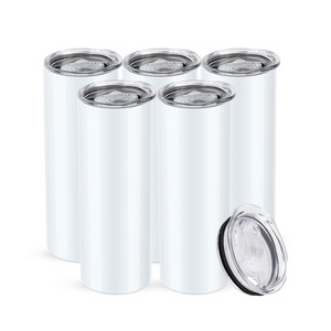 20oz 30oz Skinny White Straight Sublimation Blanks Stainless Steel Tumblers With Straws