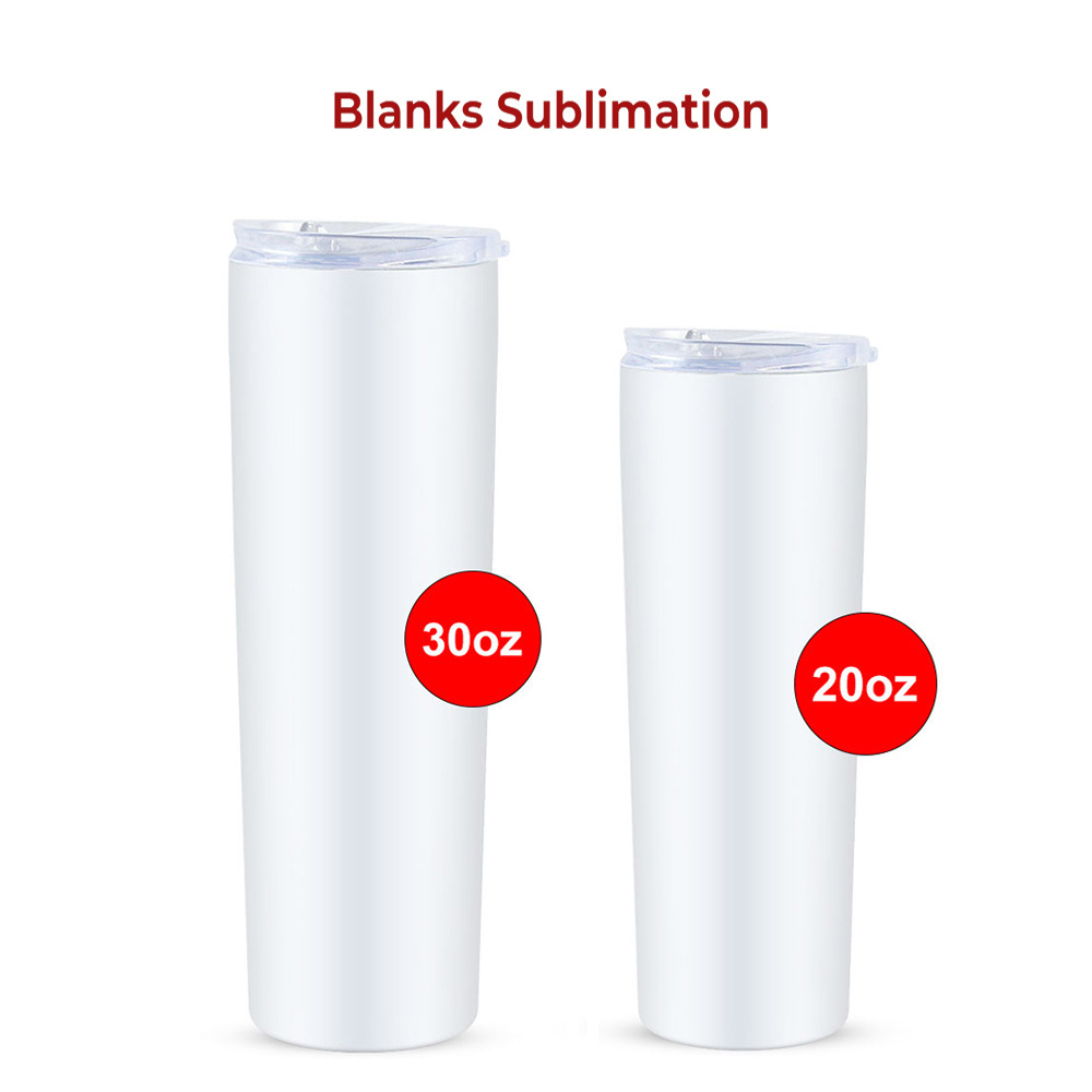 Hot sales 20oz Double Wall Stainless Steel Sublimation Blanks Coffee And Wine Straight Skinny Tumbler Cups With Straw