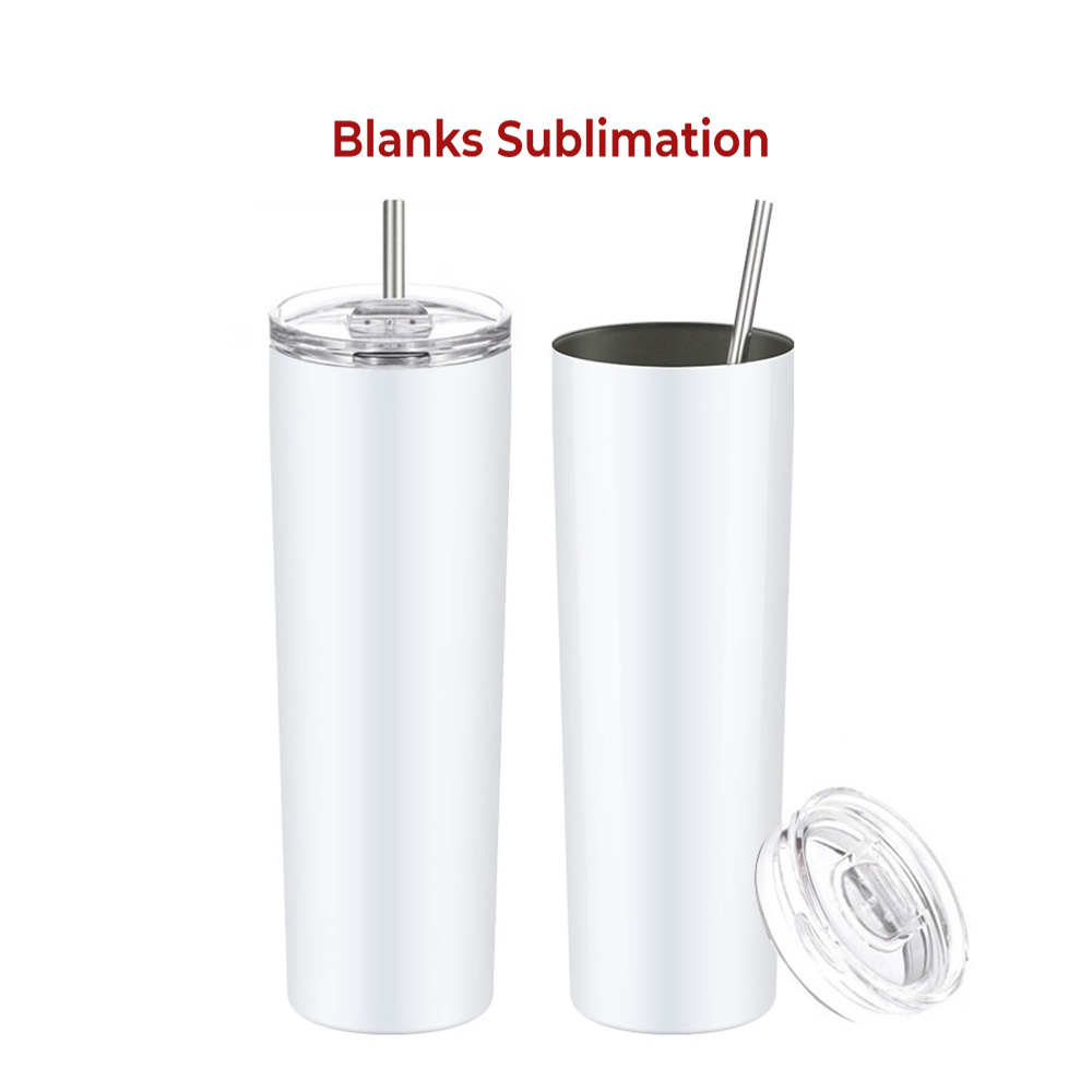 Hot sales 20oz Double Wall Stainless Steel Sublimation Blanks Coffee And Wine Straight Skinny Tumbler Cups With Straw