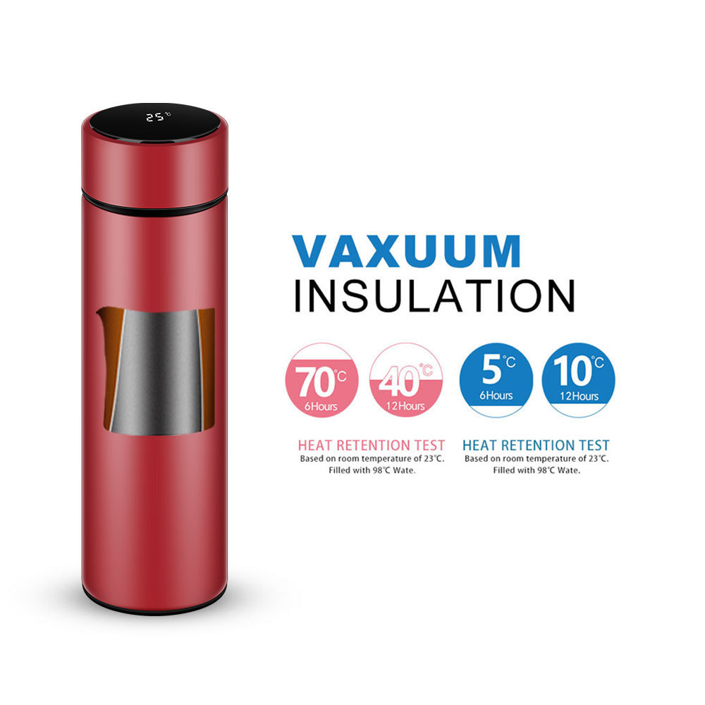 Custom logo 500ml Double Wall Stainless Steel Insulated Smart Water Bottle With Temperature Display Led