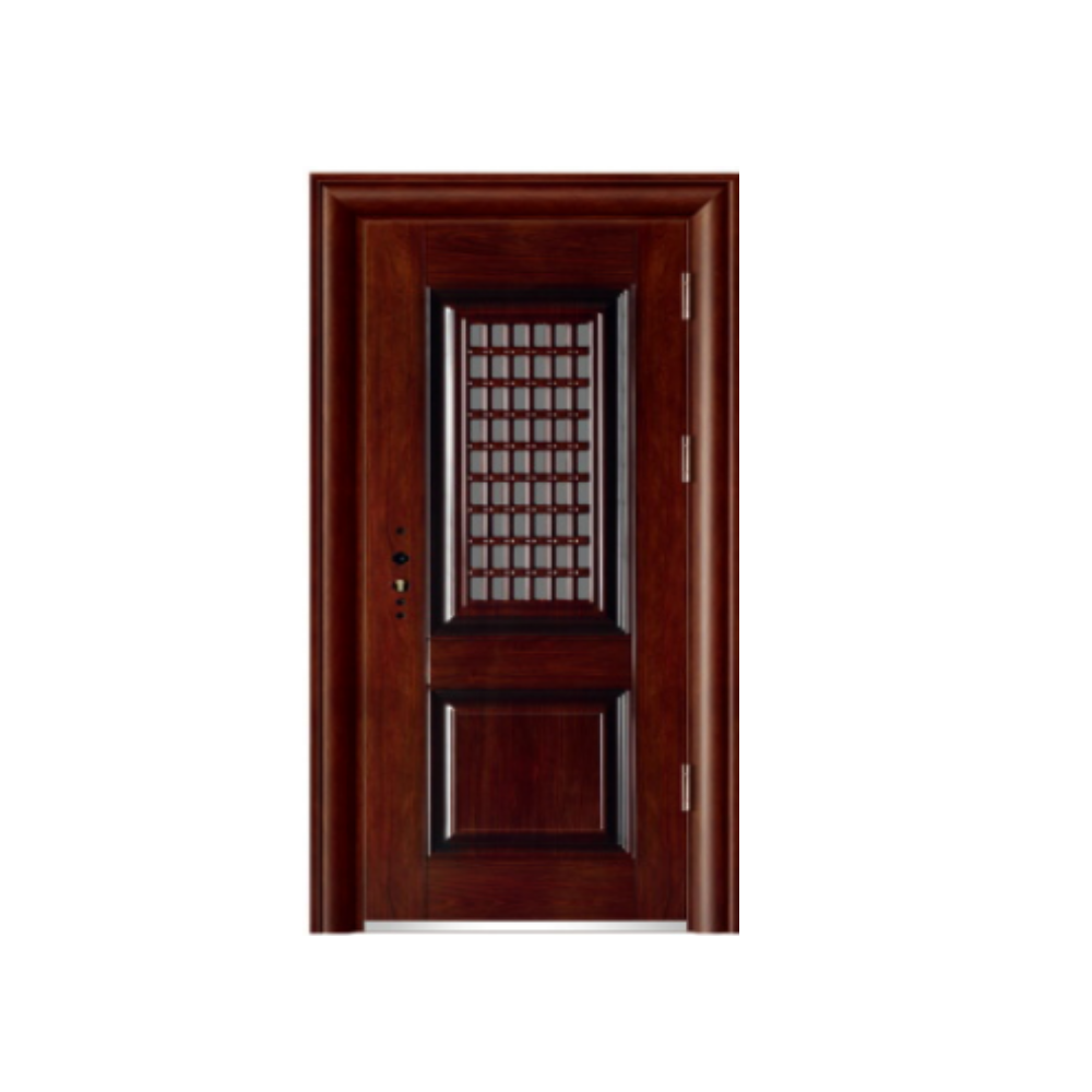 Security steel door with fire door accessories and entry door with side lite Puerta de seguridad