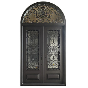 High Quality Wholesale New Design Wrought Iron Door Main Gate Ornaments with Arch Design