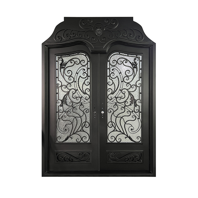 High Quality Wholesale New Design Wrought Iron Door Main Gate Ornaments with Arch Design