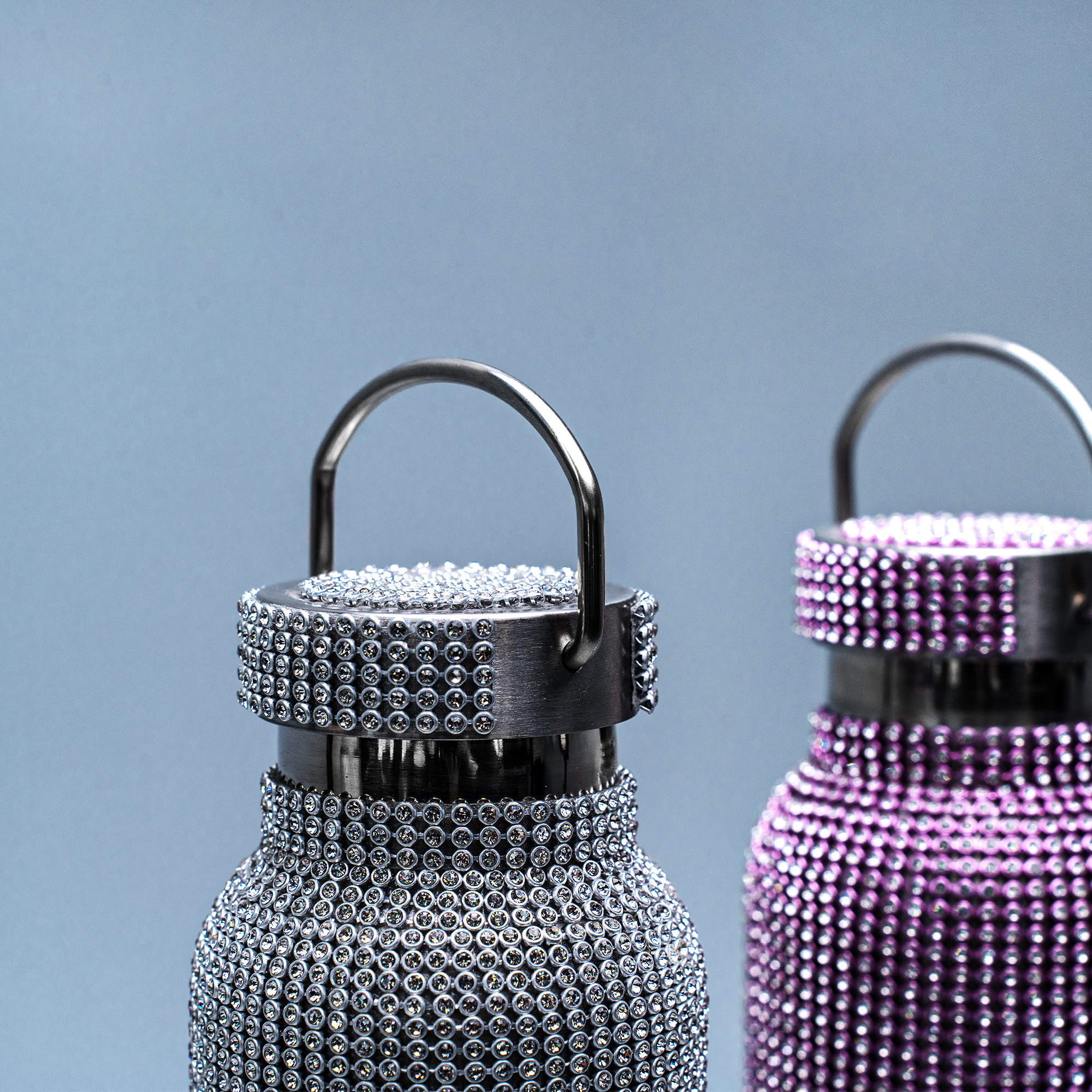 Diamond Stainless Steel Water Bottle Bling Rhinestone Sport Vacuum Insulated Thermal Glitter with Chain