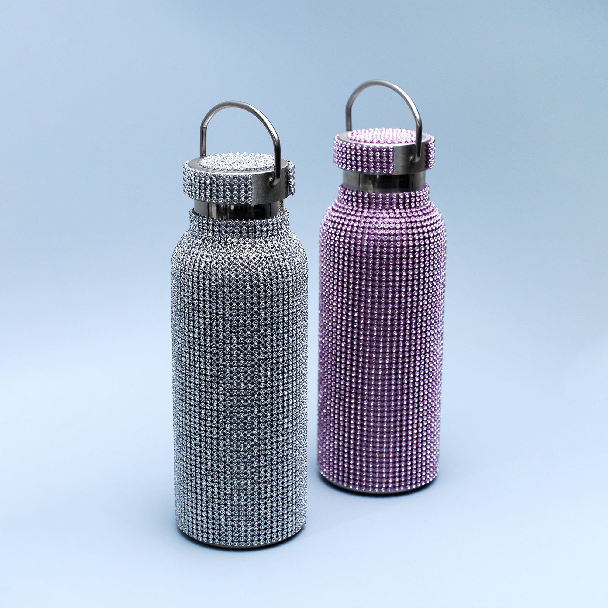 Diamond Stainless Steel Water Bottle Bling Rhinestone Sport Vacuum Insulated Thermal Glitter with Chain