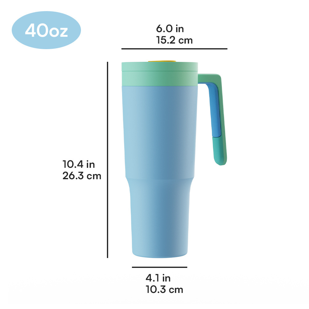 Adventure Quencher 40oz Stainless Steel Double Wall Vacuum Insulated Tumbler with Straw Lid and Handle