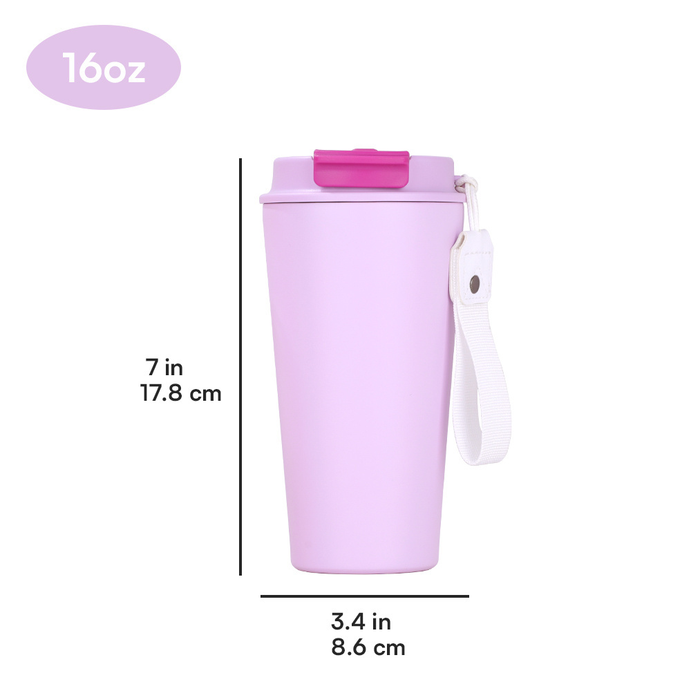 16oz Portable Stainless Steel Coffee Tumbler With 2-In-1 Lid Double Wall Insulated Coffee Mug