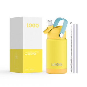 New Patent Eco Friendly 12oz 350ml Kids Water Bottles Stainless Steel With BPA Free Lid Straw