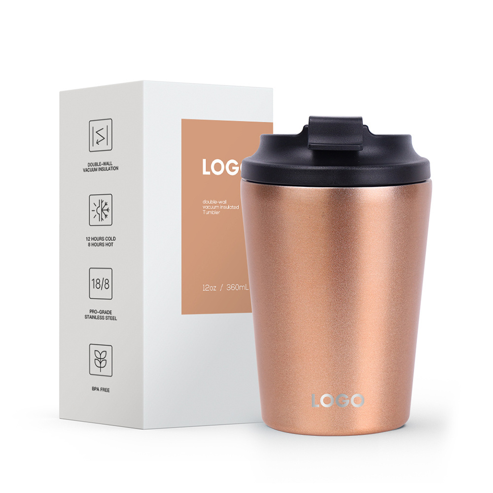 Eco-friendly Cheap 12oz Stainless Steel Coffee Tumbler Travel Mug Powder Coated Vacuum Coffee Cup