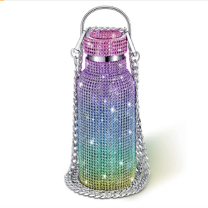 750ml Portable Bling Rhinestone Diamond Outdoor Sports Stainless Steel Drink Water Bottle