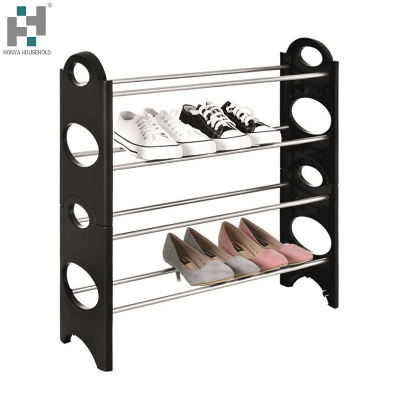 Hot in the market 4 Layer Folding Plastic Cheap Shoe Rack