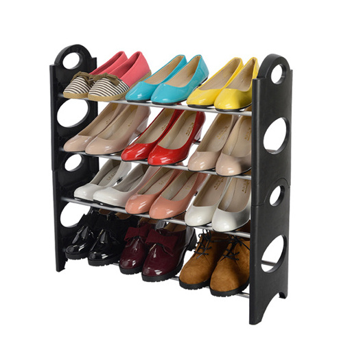 Hot in the market 4 Layer Folding Plastic Cheap Shoe Rack