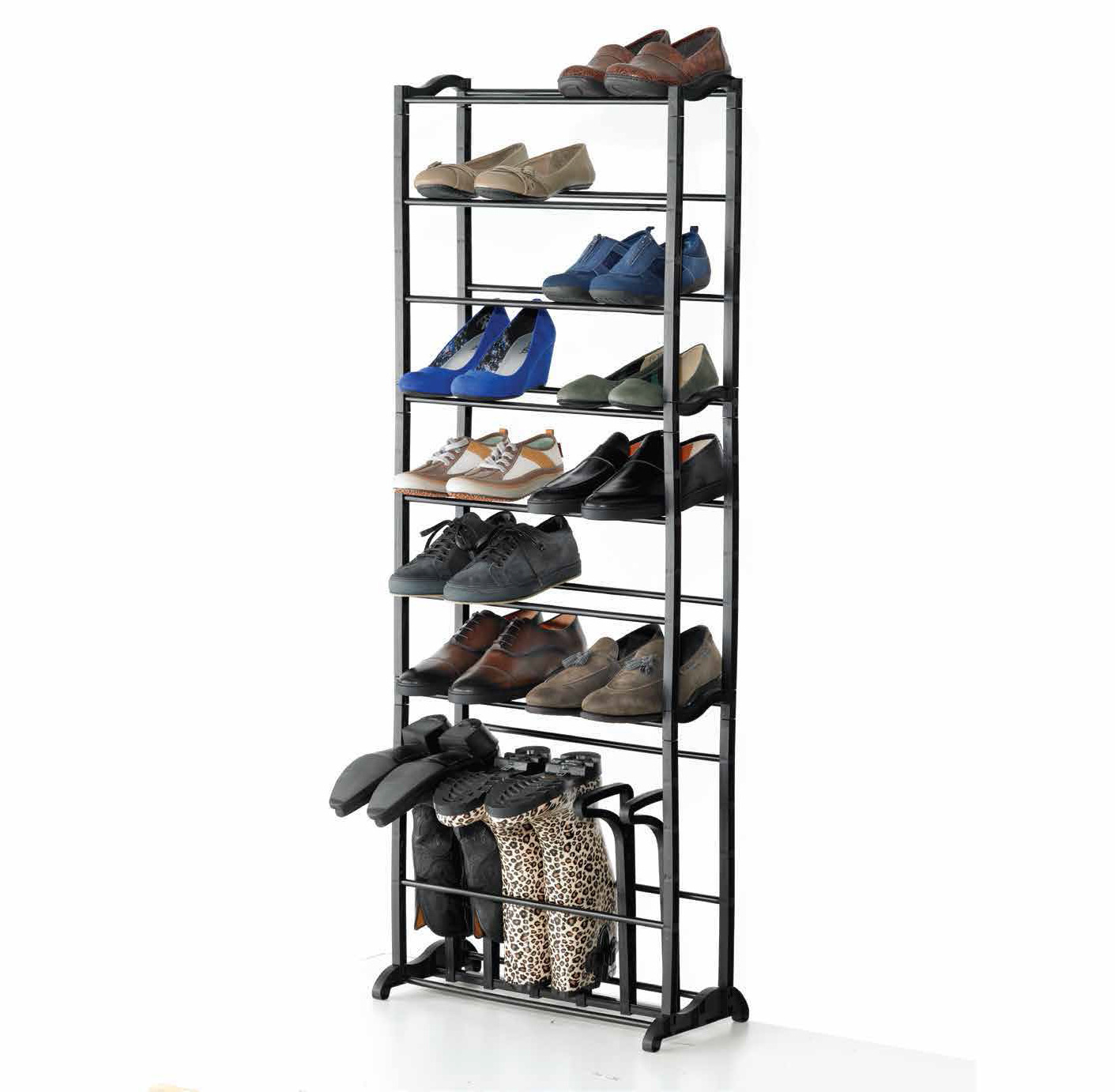 21 Pairs collapsible shoe rack with boots rack