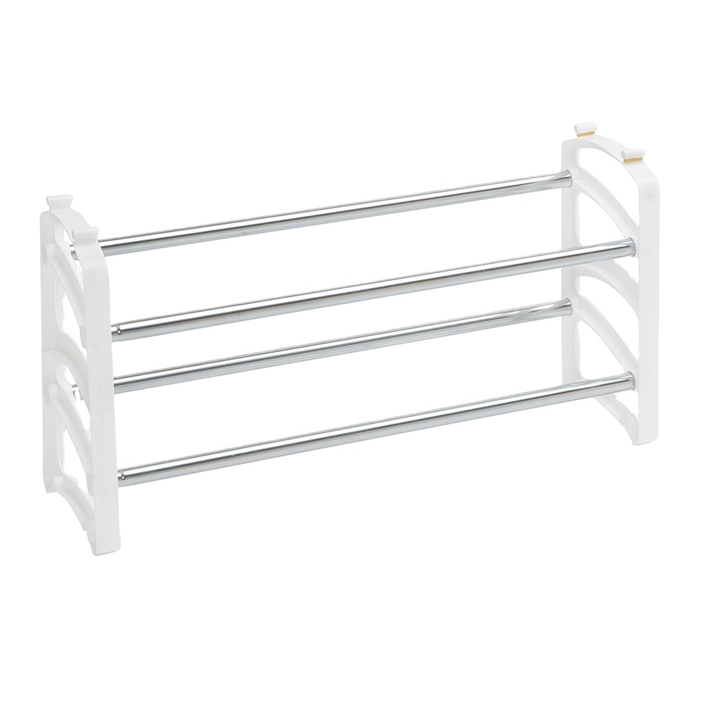 2 Tier Metal bars extendable shoe rack adjust length