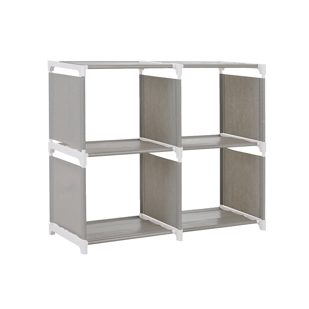 4 Tier 3 Cubes Plastic Fabric Closet organizer Shelf