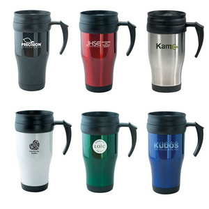 16oz plastic thermal mug with handle, double wall insulated plastic coffee mug, thermos plastic coffee travel mug with handle