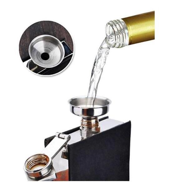 6oz PU Leather Wrapped Stainless Steel Hip Flask Liquor Alcohol Bottle with Built-in Cigar Case Holder and Funnel Set