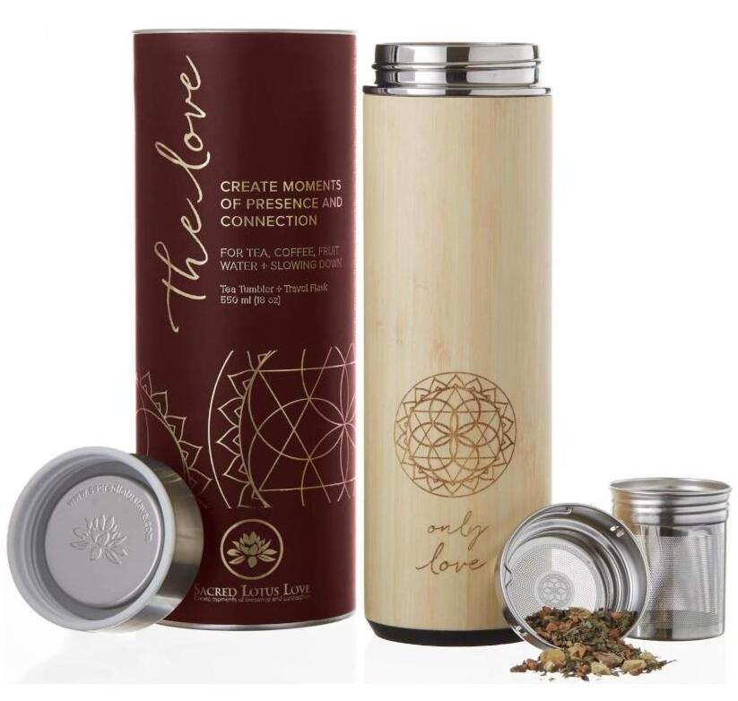 wholesales Bamboo Tea Infuser Travel Tumbler with stainless steel infuser, 18oz stainless steel bamboo Vacuum Insulated Bottle