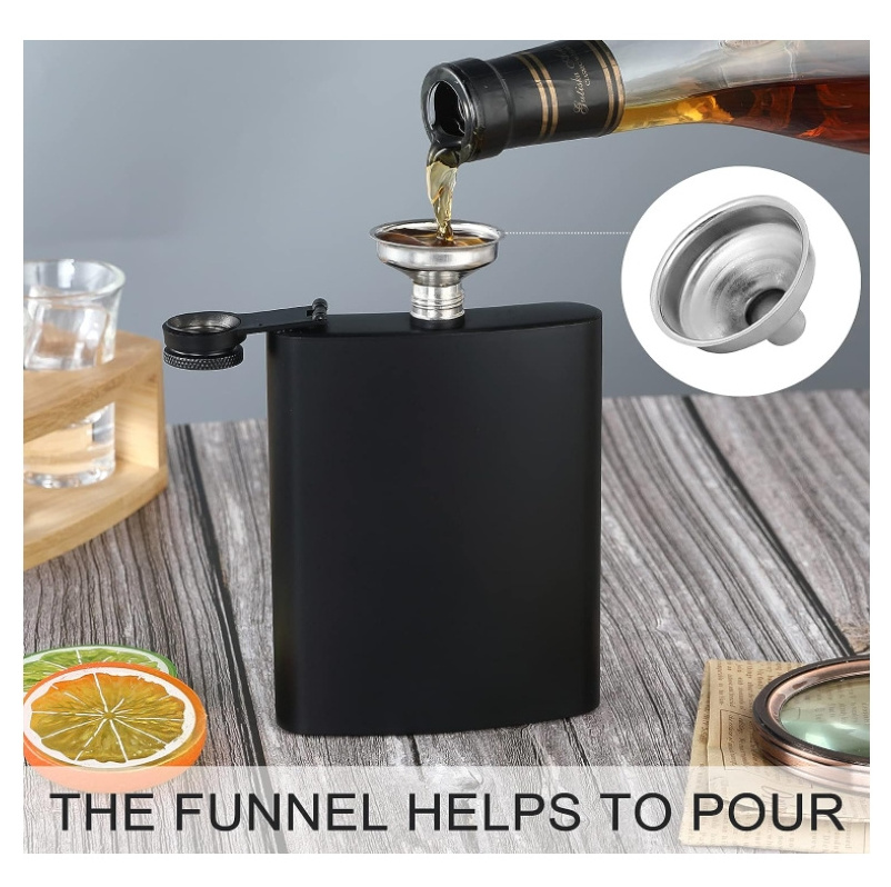 12pcs 8oz black Stainless Steel Hip Flask with funnels, stainless steel 8oz Alcohol Wine Flask for Wedding Party Birthdays Gift