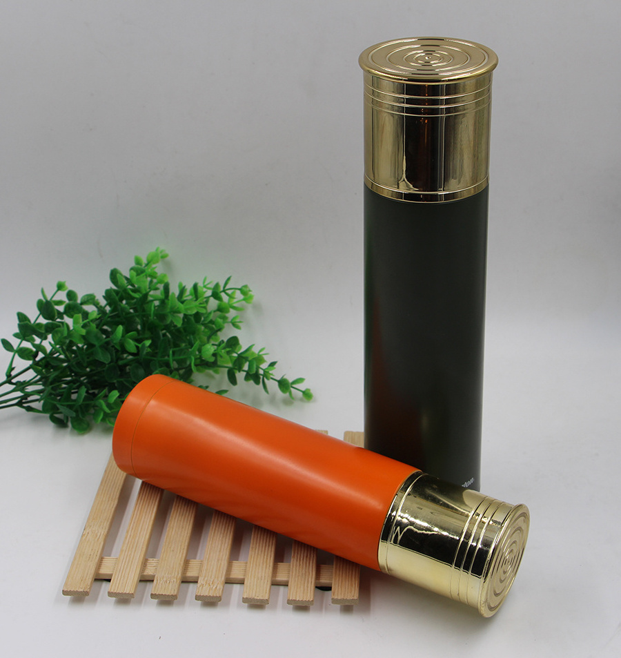 17ounce 18/8 double wall Stainless steel vacuum insulated Shotgun Cartridge Flask, Shotgun shell stainless steel vacuum bottle