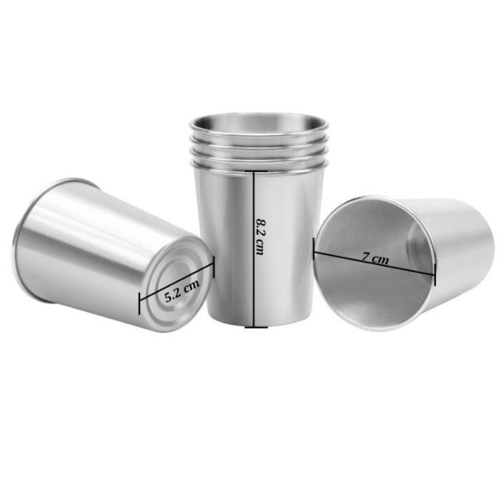 6 Pack 8 Ounce Stainless Steel Cups, Shatterproof stainless steel Pint Drinking Cups Metal Drinking Glasses for Kids and Adults