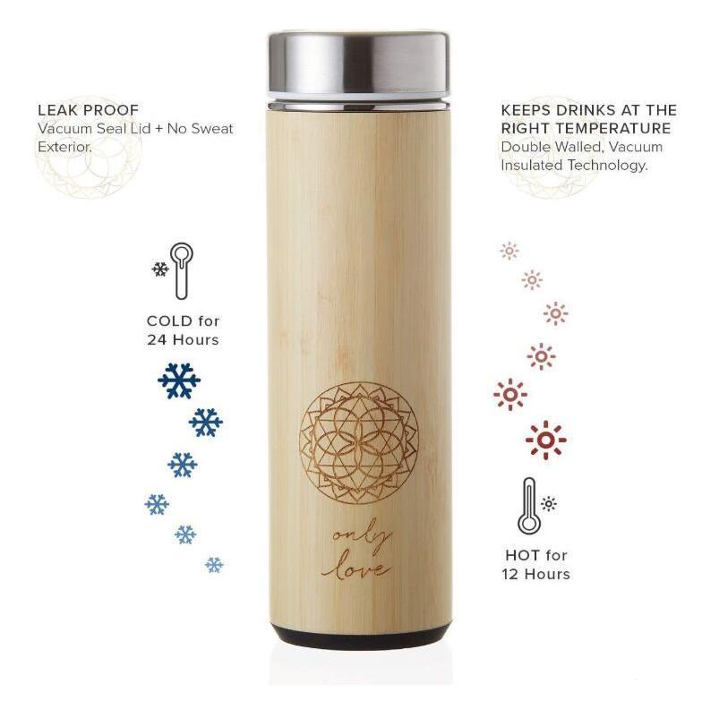 wholesales Bamboo Tea Infuser Travel Tumbler with stainless steel infuser, 18oz stainless steel bamboo Vacuum Insulated Bottle