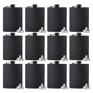 12pcs 8oz black Stainless Steel Hip Flask with funnels, stainless steel 8oz Alcohol Wine Flask for Wedding Party Birthdays Gift