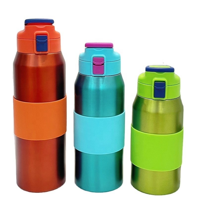 32oz New Design Double Wall Wide Mouth 2 way drink Stainless Steel Water Bottle With Straw Sports Canteen Great For Hiking & B