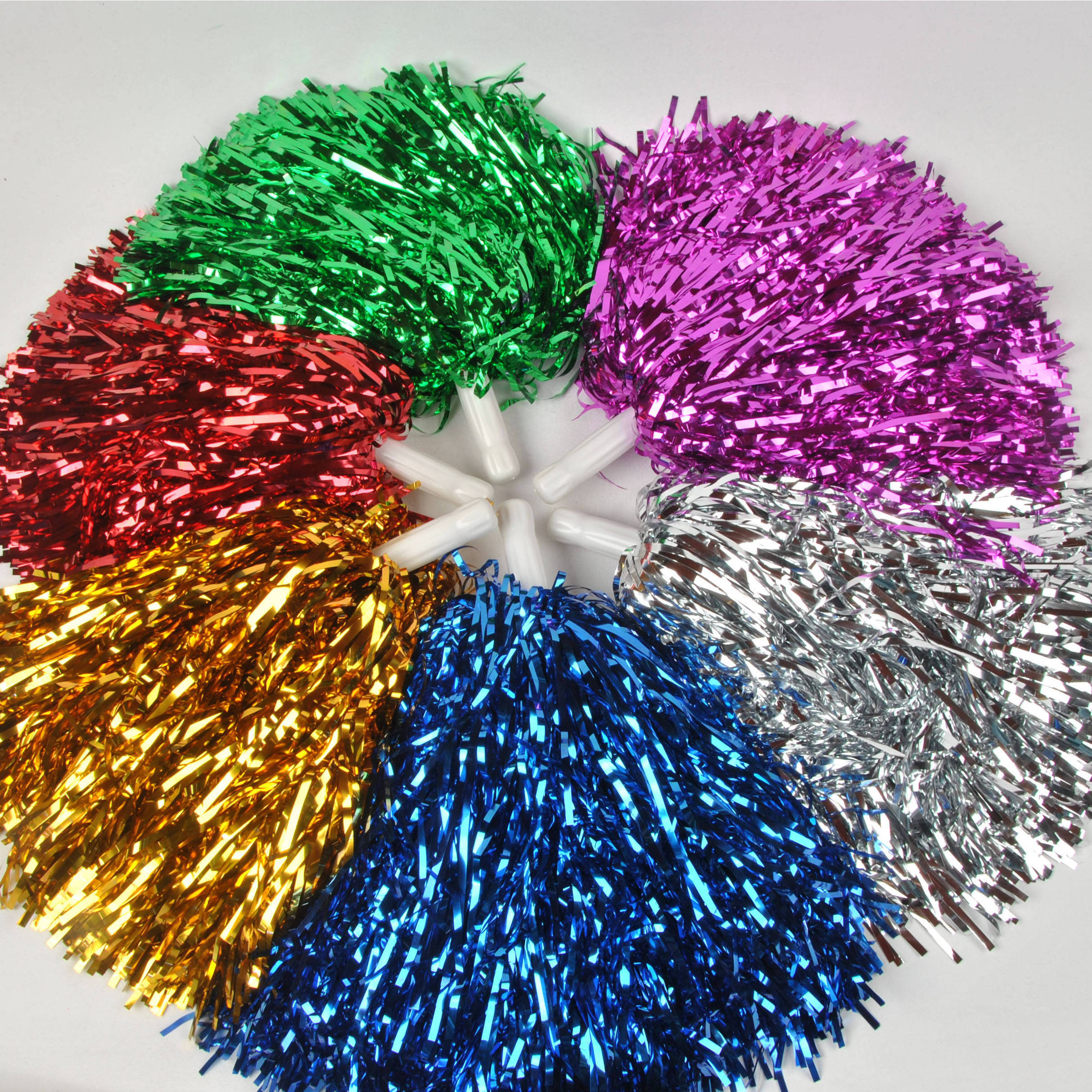 Wholesale Multiple Colors Fancy Cheerleading Pompom Spirited Fun Sport Plastic Cheering Pom Poms With Handle