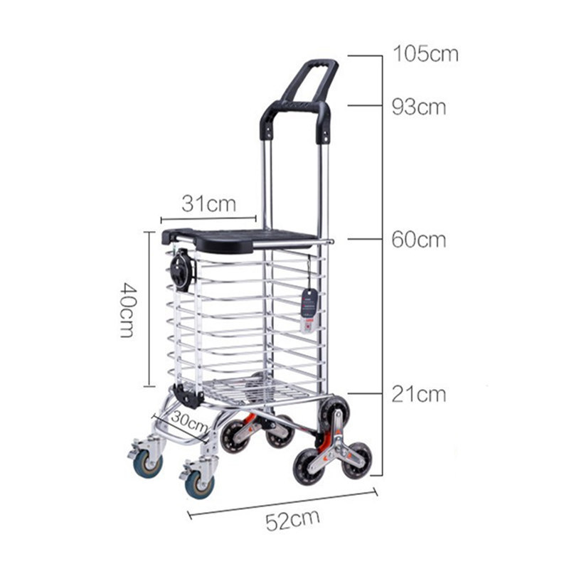 Folding shopping carts with seat Trolley shopping bag with seat with climbing wheels