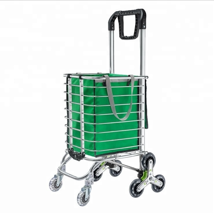 portable folding aluminium alloy shopping cart with shopping