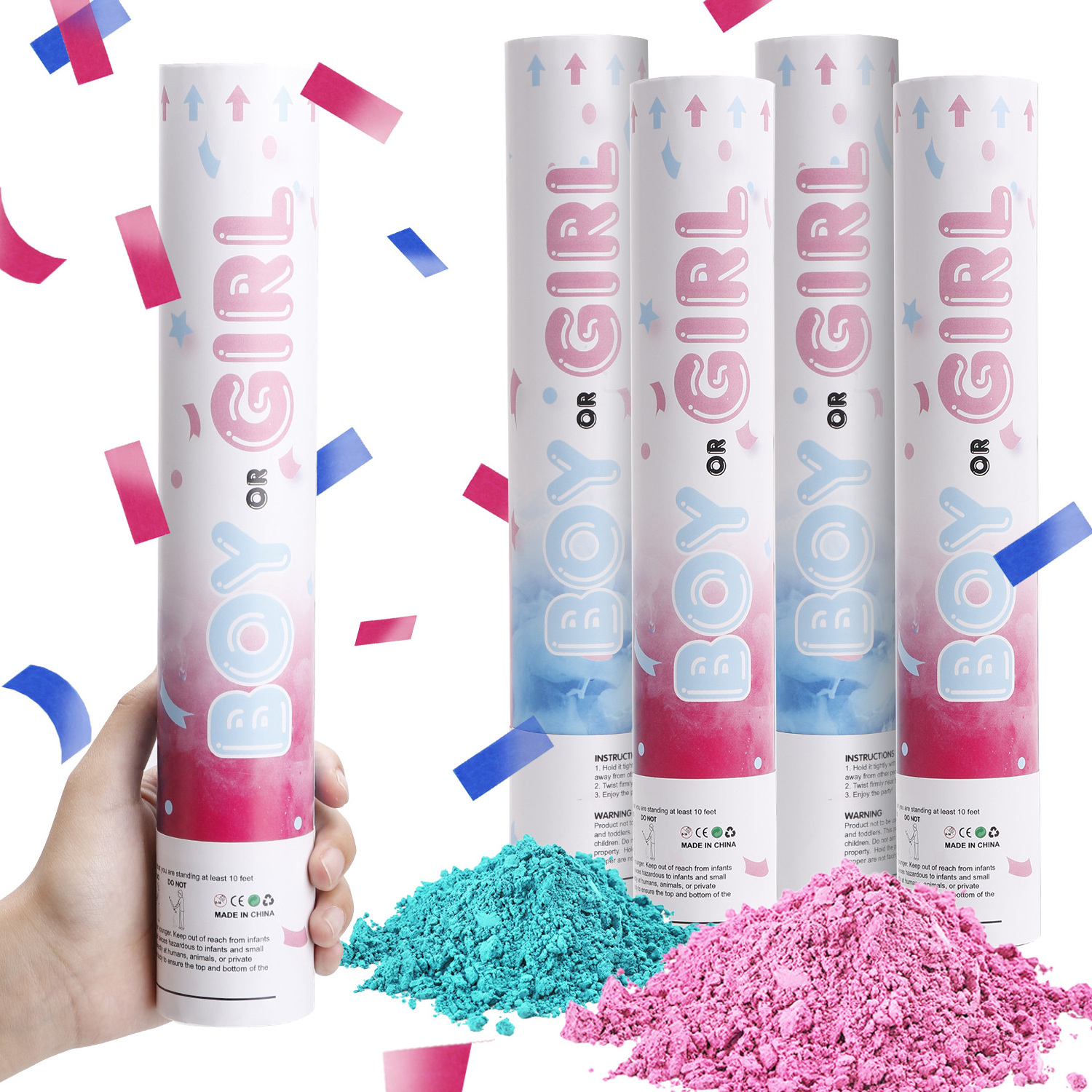 ECO-friendly Gender Reveal Confetti Cannon with Biodegradable Confetti Shooter Baby Gender Powder