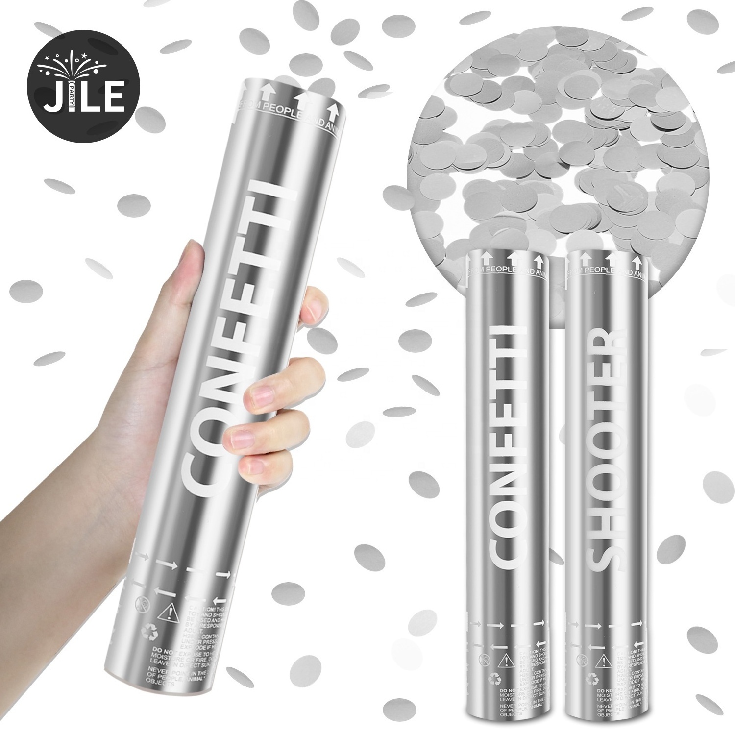 12 Inch 6 Pack Silver Confetti Congratulations Large Wholesale Confetti Cannon Biodegradable Confetti Shooters Popper