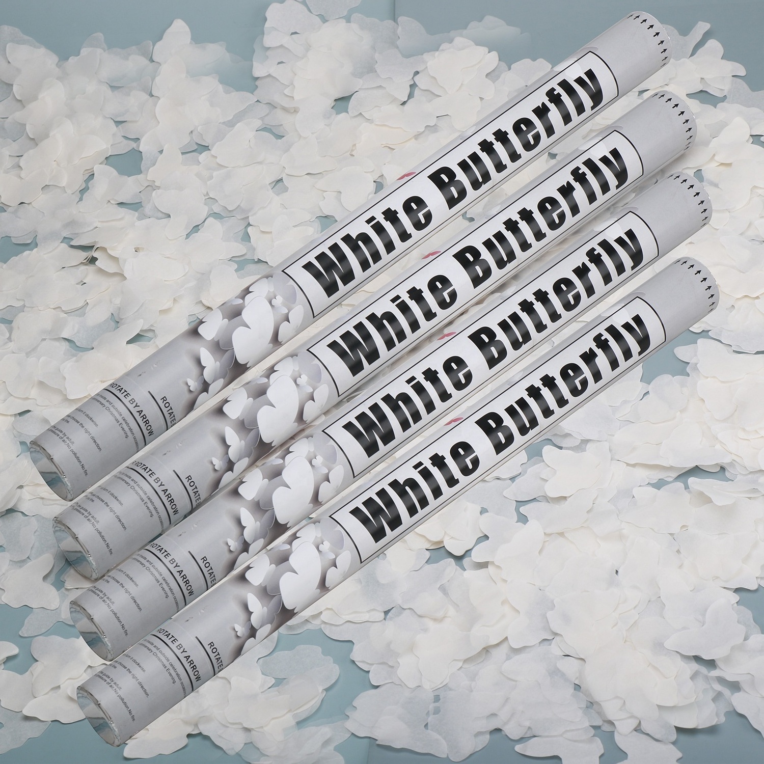 60cm Confetti Cannon Wedding Atmosphere Props White Butterfly Paper Scraps Birthday Party Supplies