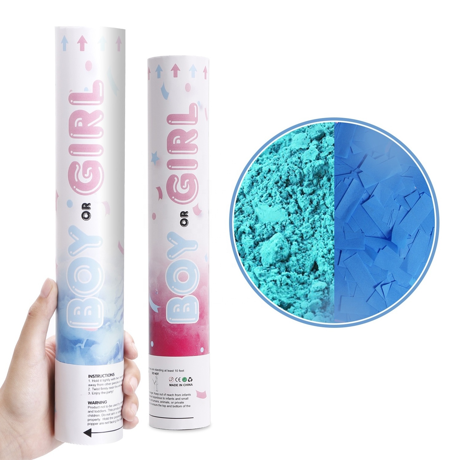 Gender Reveal Smoke Boy Or Girl Confetti Poppers Bomb Confetti Blaster Cannon