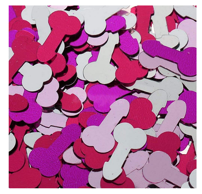 Custom Biodegradable Tissue Paper Metallic Foil Purple and Silver Penis Confetti