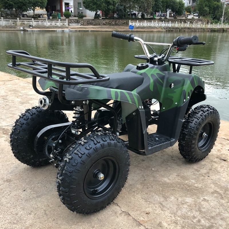 2-Stroke 49CC Kids Ride On Car, 4 Wheels Quads Small Beach Vehicle, ATV Play Car, Gas Powered Off-Road Vehicle (Green