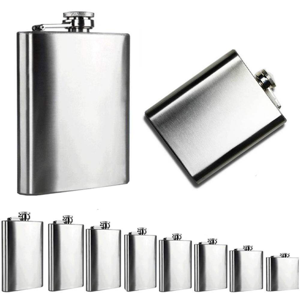 Custom 2 4 6 8oz Alcohol Hip Flask Male Whisky Wine Pot Bottle Portable Pocket Box Set Outdoor Stainless Steel Hip Flasks